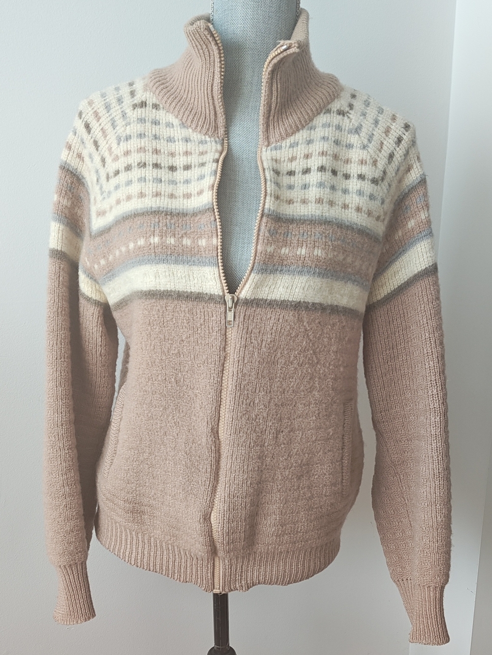 Vintage Christian Dior Monsieur Paris 100% Wool Zip Cardigan Sweater S/M